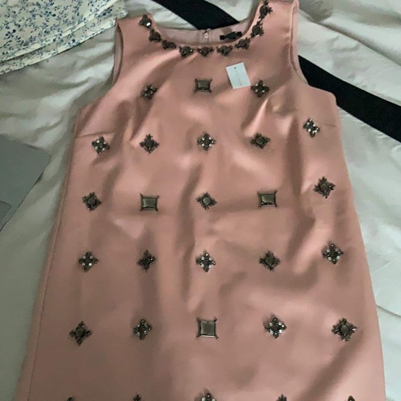 Ann Taylor Sandstone Pink Jeweled Shift Dress Size 4R NWT - Picture 3 of 5